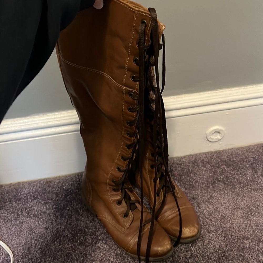 Brown knee high boots